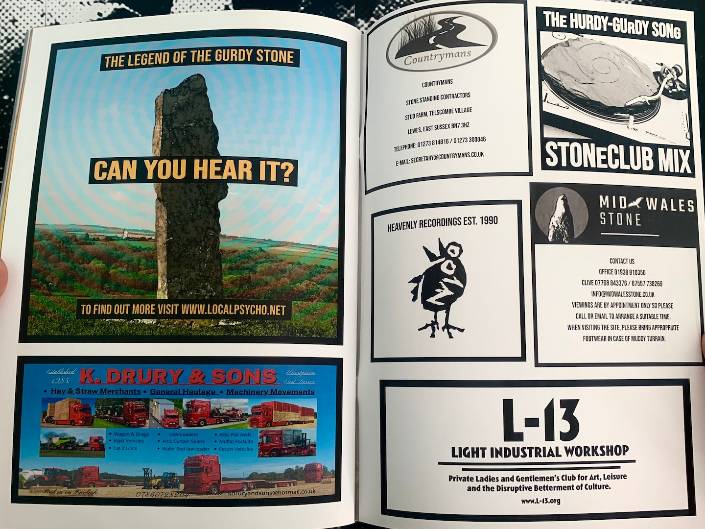 THE GURDY STONE ZINE with Flexi-disc Field Recording and Poster, Local Psycho